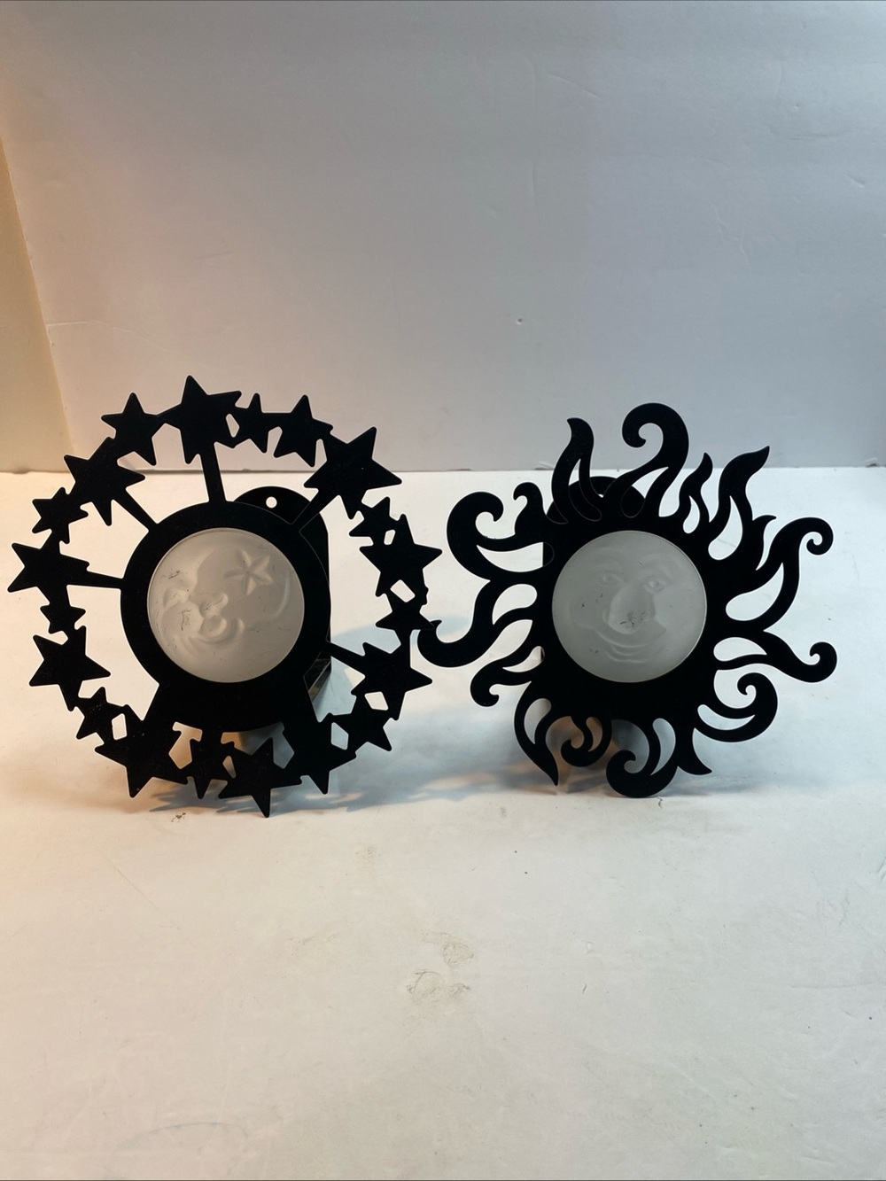 Vintage Y2K Partylite Sun Moon Black Candle Wall Sconce Whimsygoth Celestial
